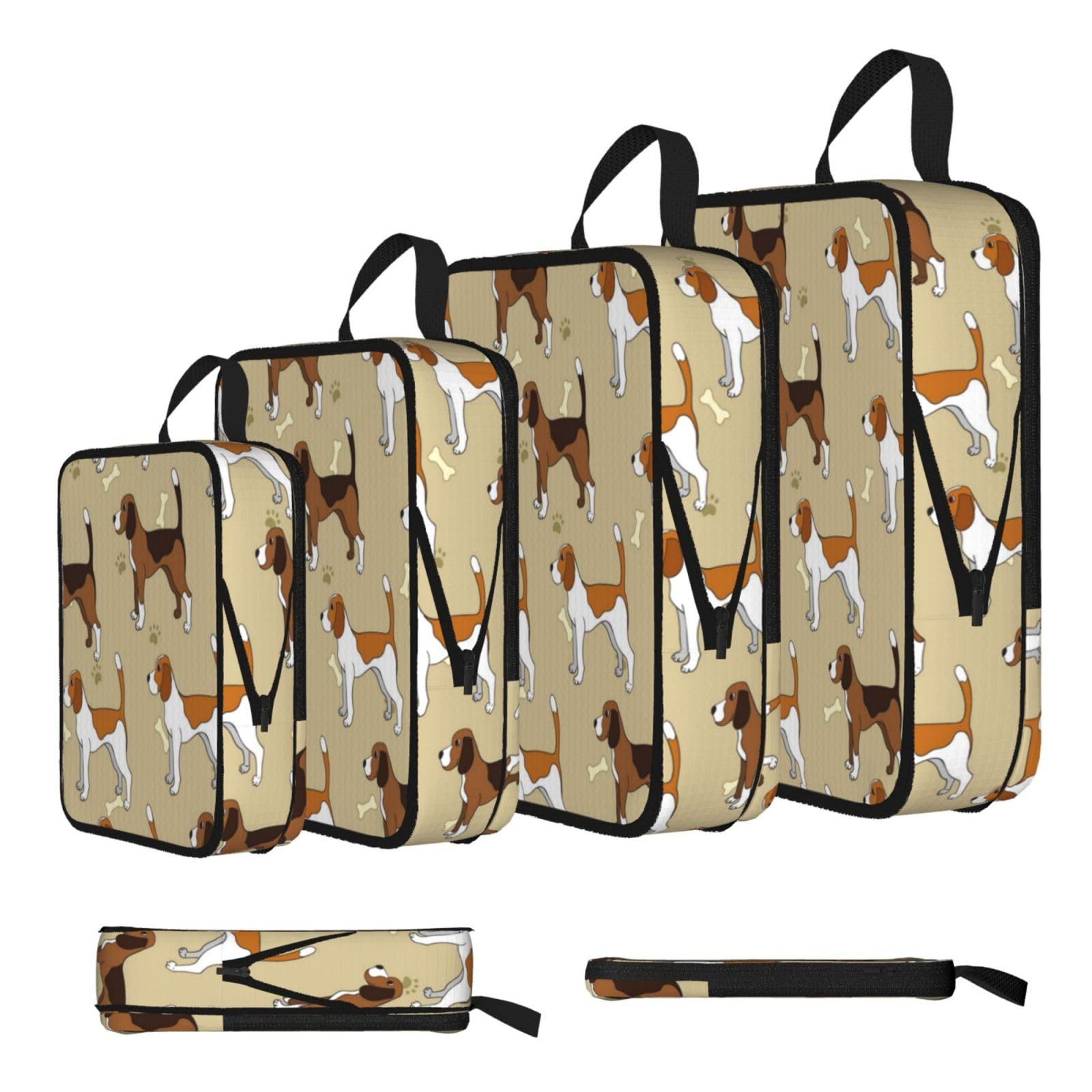 Dogs Print 4 Set Compression Packing Cubes For Suitcases,Expandable Storage Bags Organizers