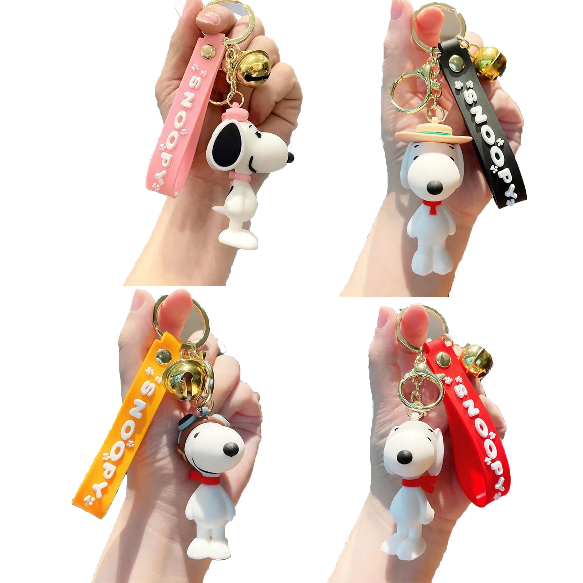 4 Rodzaje Breloczka Snoopy - 3D Metalowy Brelok w Stylu Anime, Słodkie Akcesoria do Torebki i Breloczka dla Dziewcząt