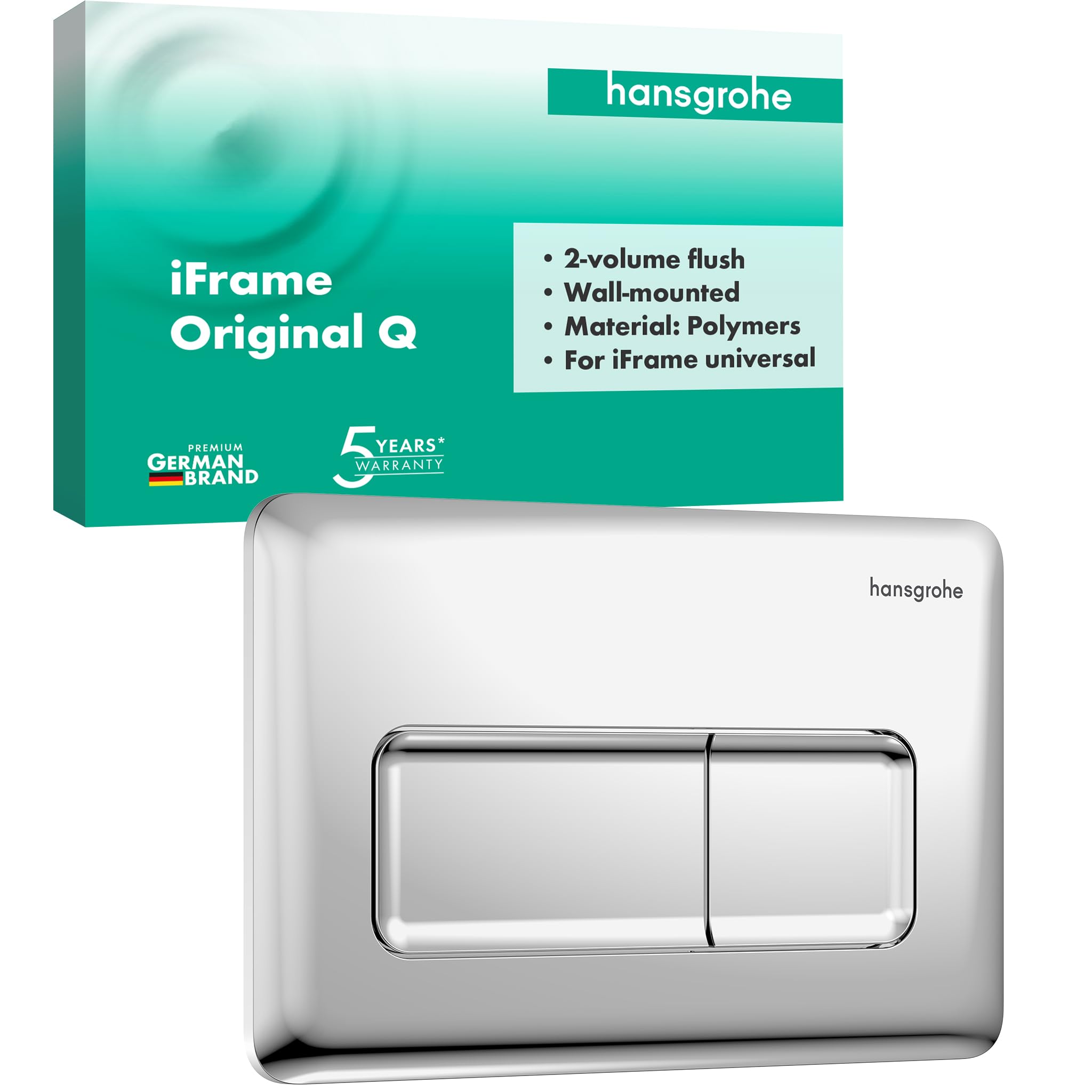 hansgrohe iFrame Original Q - pulsador wc, pulsador cisterna de doble descarga, para bastidor hansgrohe iFrame universal bastidor, cromo, 66003000