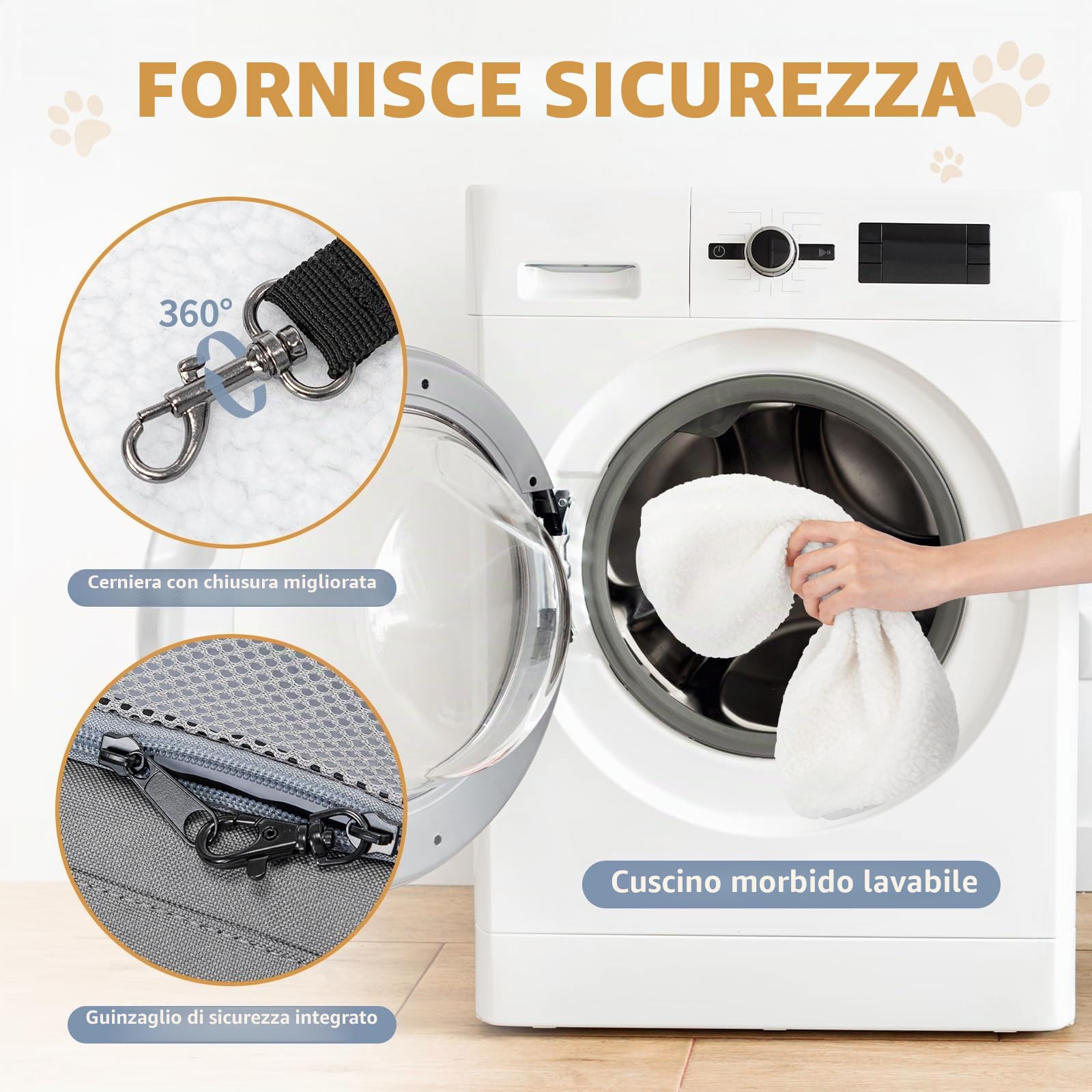 Petsfit Trasportino per Gatti e Cani Traspirante Leggero Trasportino per Cani con 2 Cuscini Lavabile Borsa da Viaggio per Aereo Auto - S/Grigio