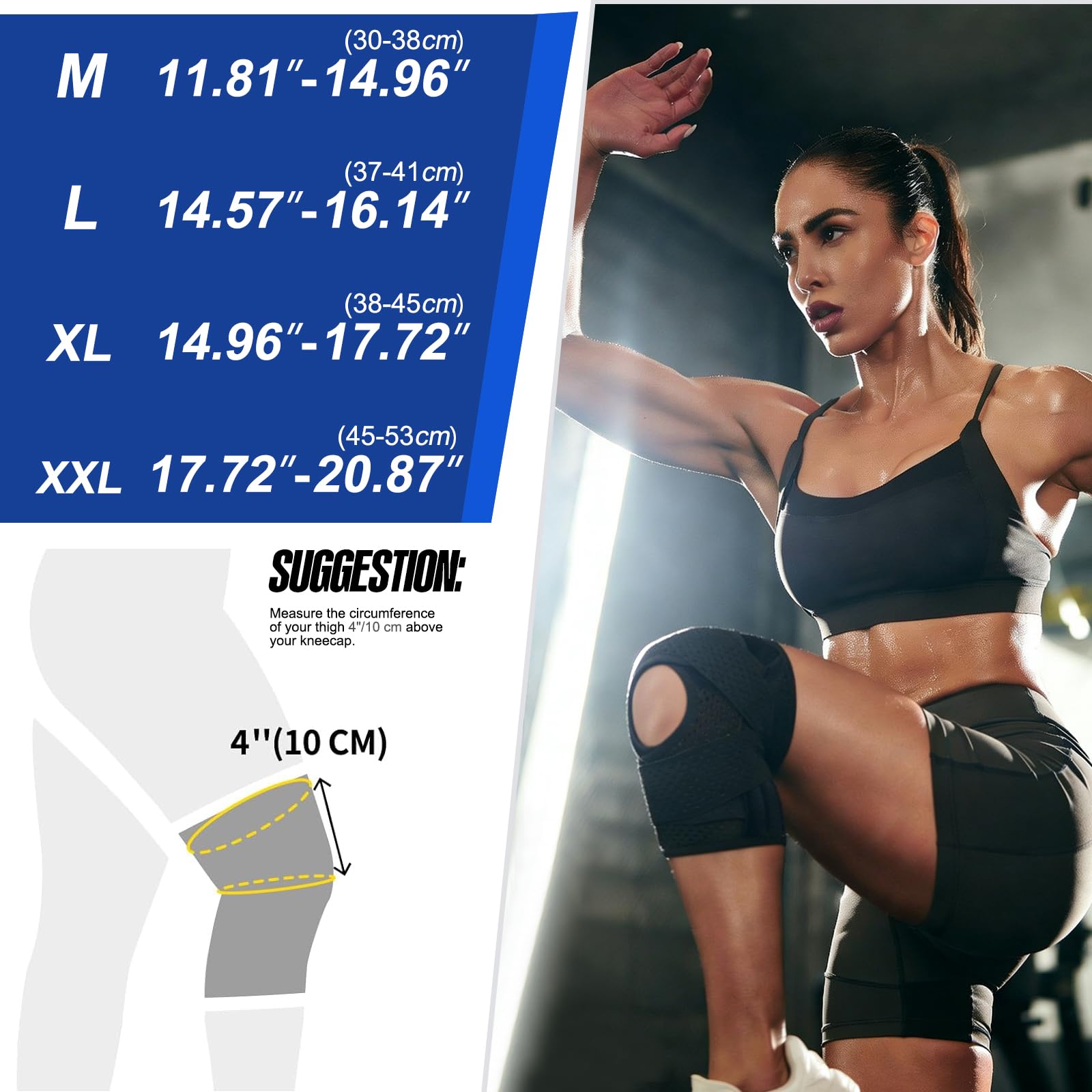 Tutore Ginocchio con Stabilizzatori Laterali e Supporto Rotuleo, Ginocchiera Regolabile con Cinghie Incrociate, Supporto Compressivo per Menisco, ACL, Artrosi e Sport