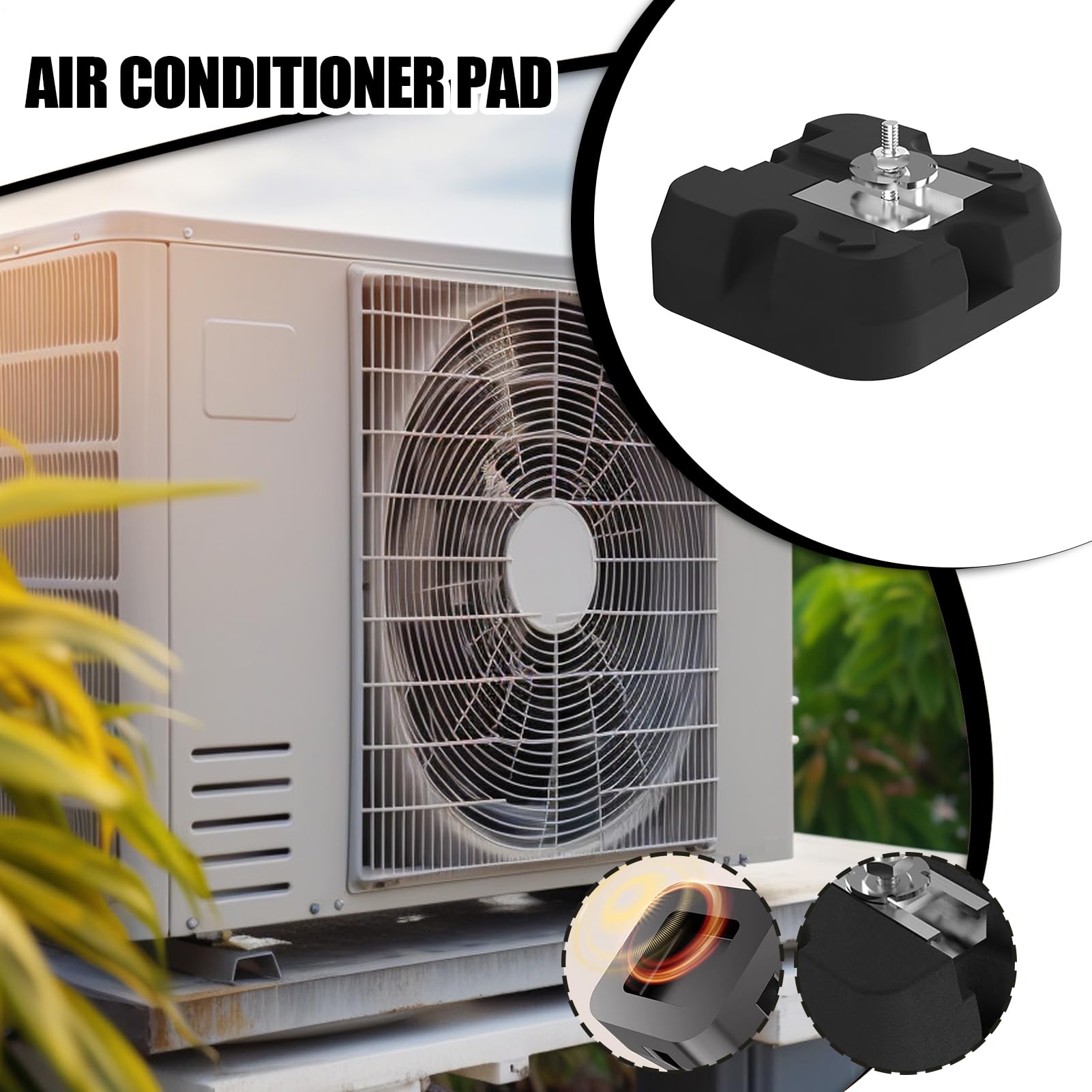 Bases para Unidad Exterior de Aire Acondicionado Base Para Bomba de Calor | Alfombrilla Antivibraciones Soporte en Suelo para Instalación Exterior 4 Piezas