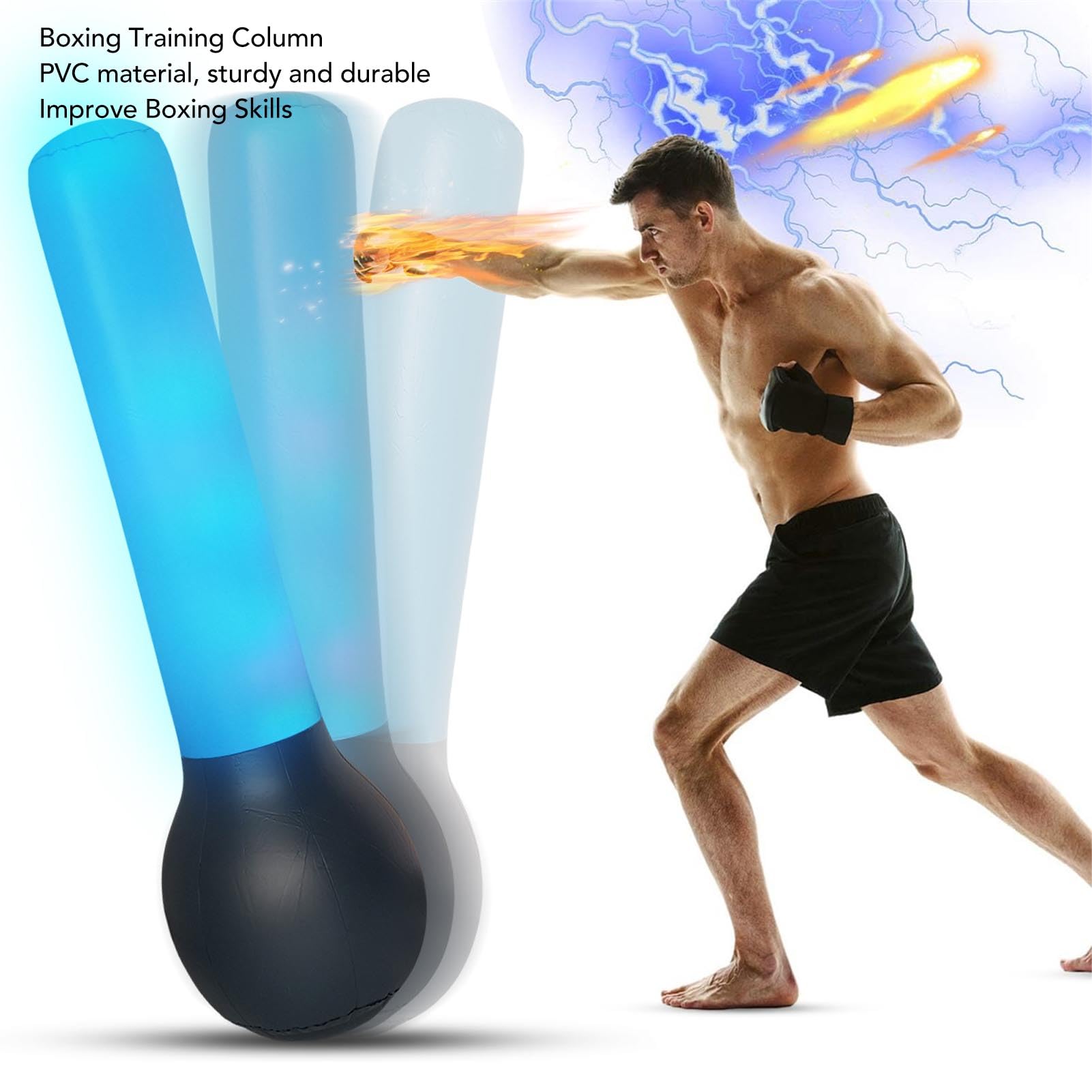 Lybunair Inflatable PVC Boxing Bag for Stress Relief, Fitness, and Kickboxing Training - Suitable for Adults