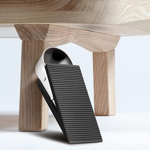 Miniatura 7 de Tope de puerta resistente, 2 negro (acero inoxidable, caucho, montaje en el suelo, estilo moderno, topes de puerta, juego de 1, artículos 2)