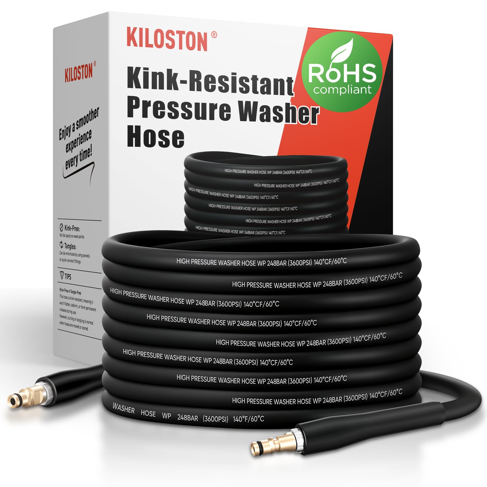 KiloSton 10M Super Flexible Rubber Hose, Kink-Resistant