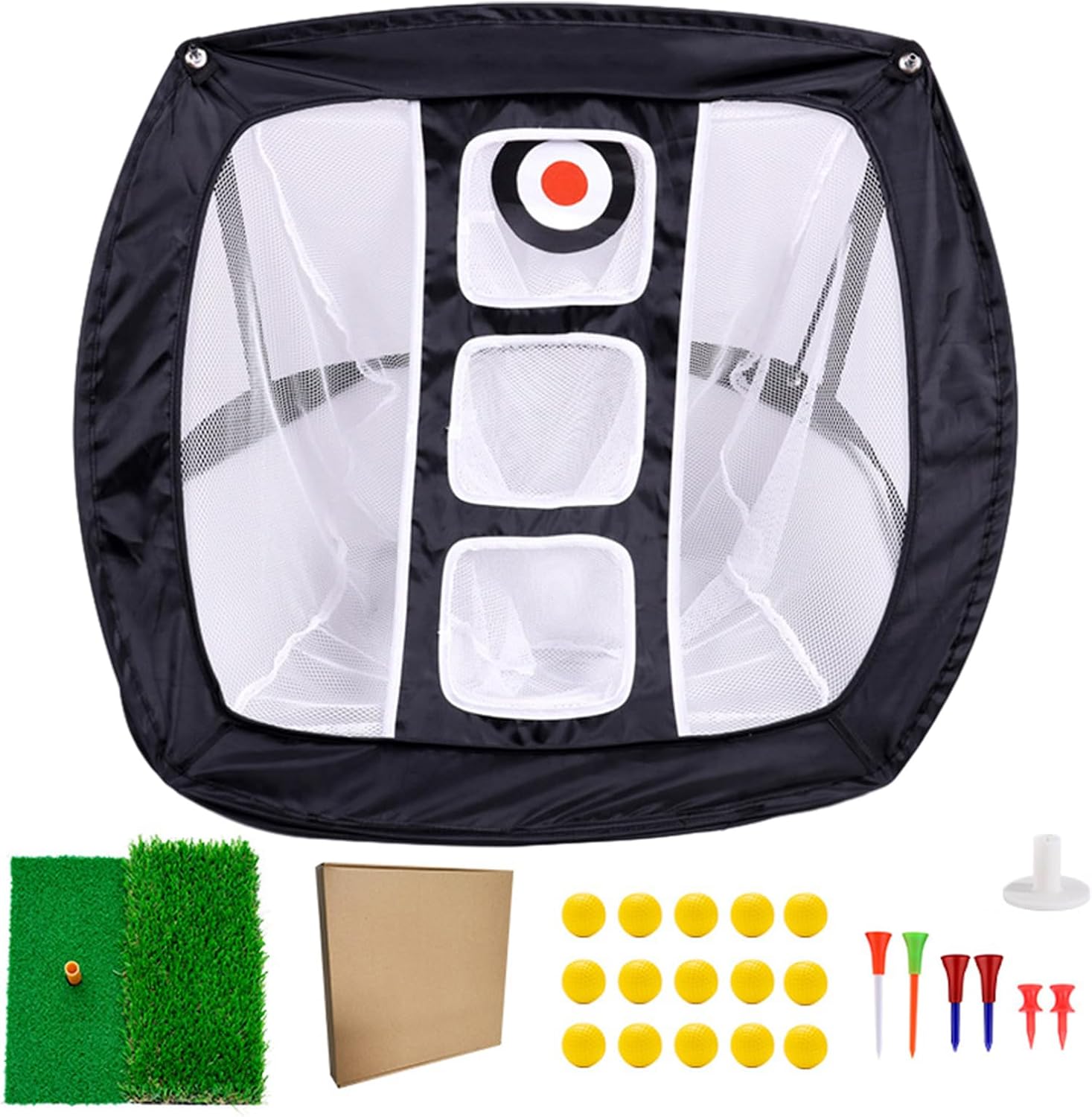 Golf Hitting Training Net Practice with Mat Training Ball Tees for Backyard Driving Chipping Chipping Indoor Outdoor for Beginners