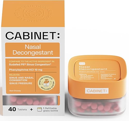 Descongestionante nasal en tarro de vidrio ecológico sin somnolencia 10 mg de fenilefrina HCl 40 tabletas (kit de inicio)