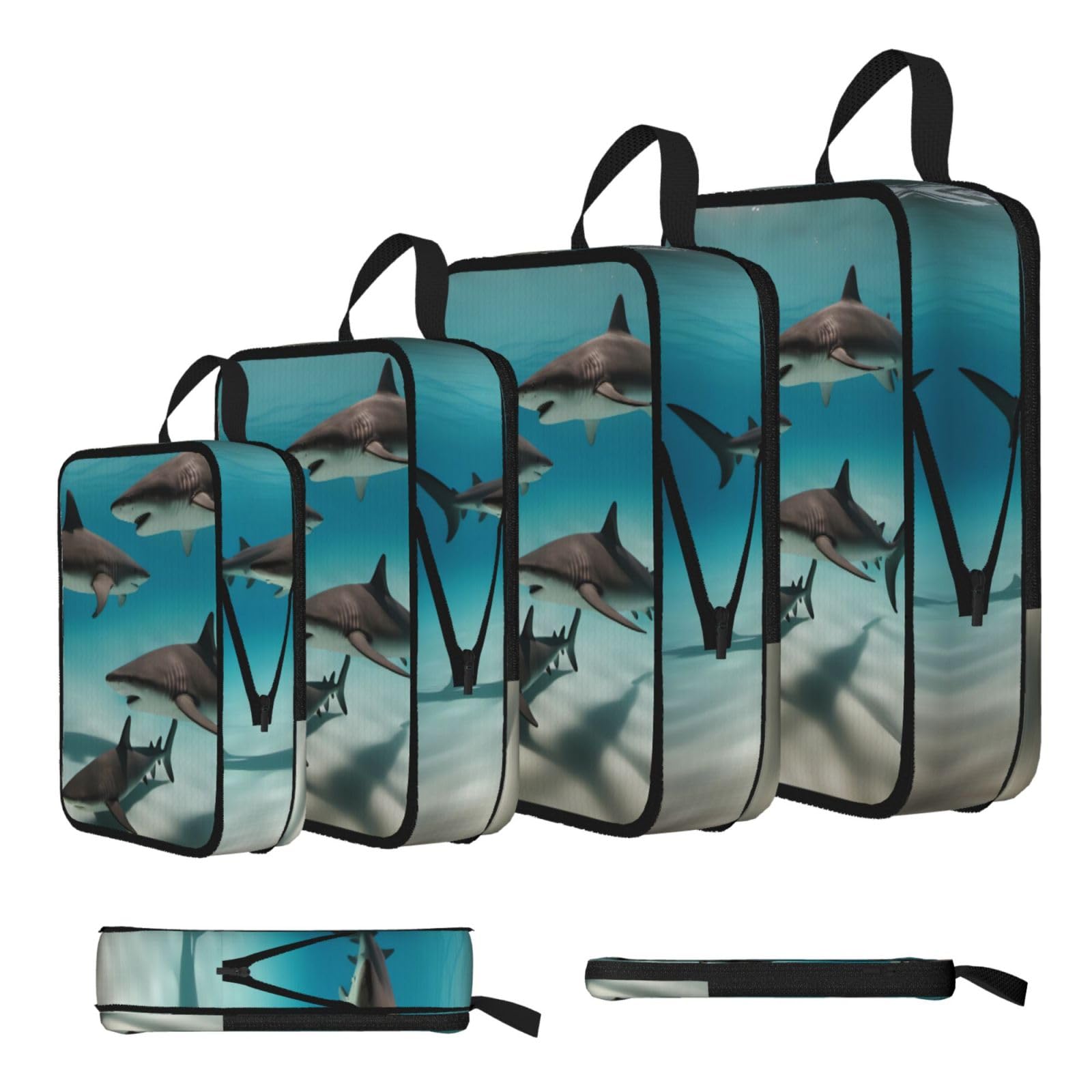 Sxzvvbn Black Fish In The Deep Sea Compression Packing Cubes 4 Piece Set