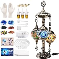 BOHMR DIY 3 Globe Turkish Mosaic Lamp Kit - 23"H Stained Glass Table Lamp Making Kit, Easy No Experience Craft for Adults & Teens, Multicolor Mosaic Art Project