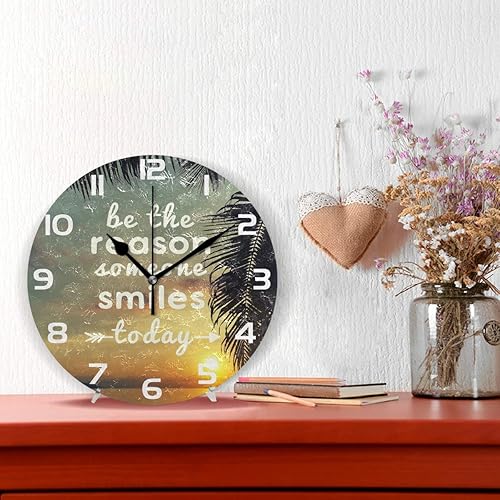 Miniatura 2 de WellLee Be the Reason Someone Smiles Today Reloj de tipo árabe pintado silencioso sin tictac reloj de pared redondo para el hogar, dormitorio, sala