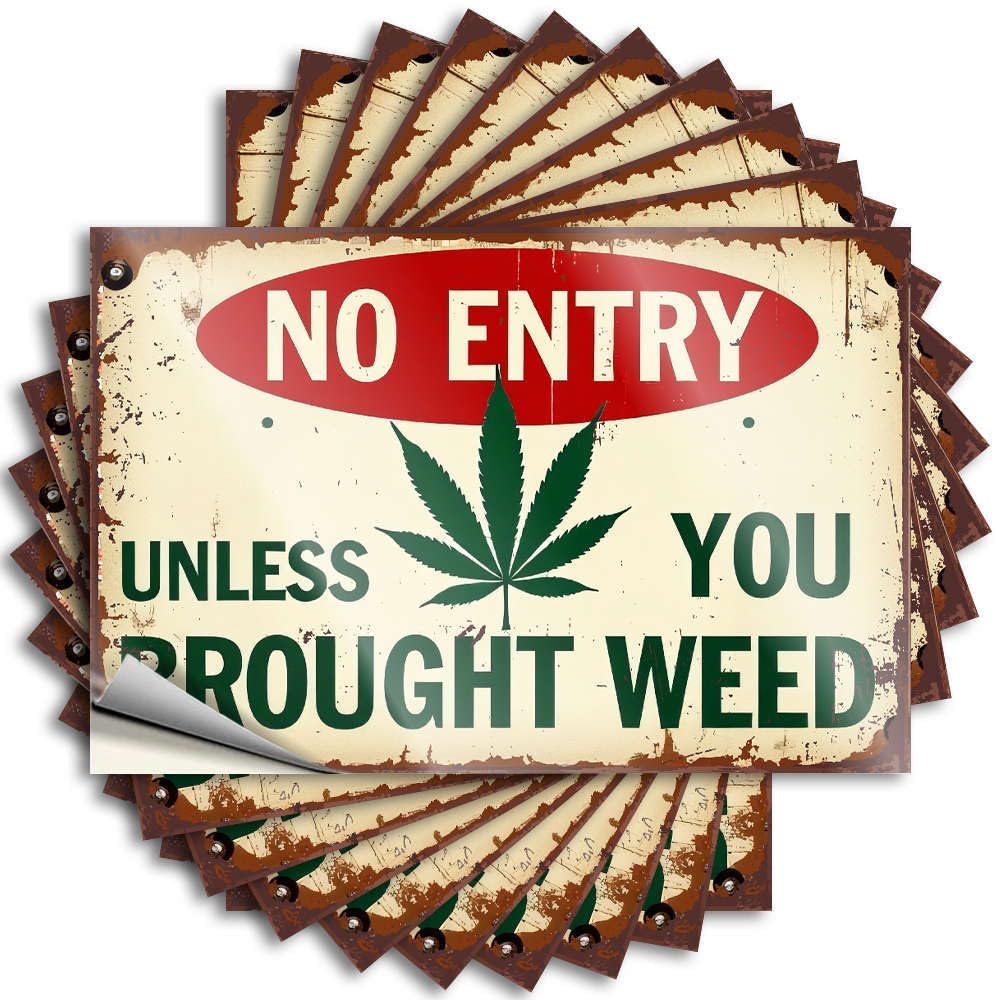 Porch Decor Girly Saying - No Entry Unless You Brought Weed Removable Decal Window Easy Peel for Summer(6X9CM)