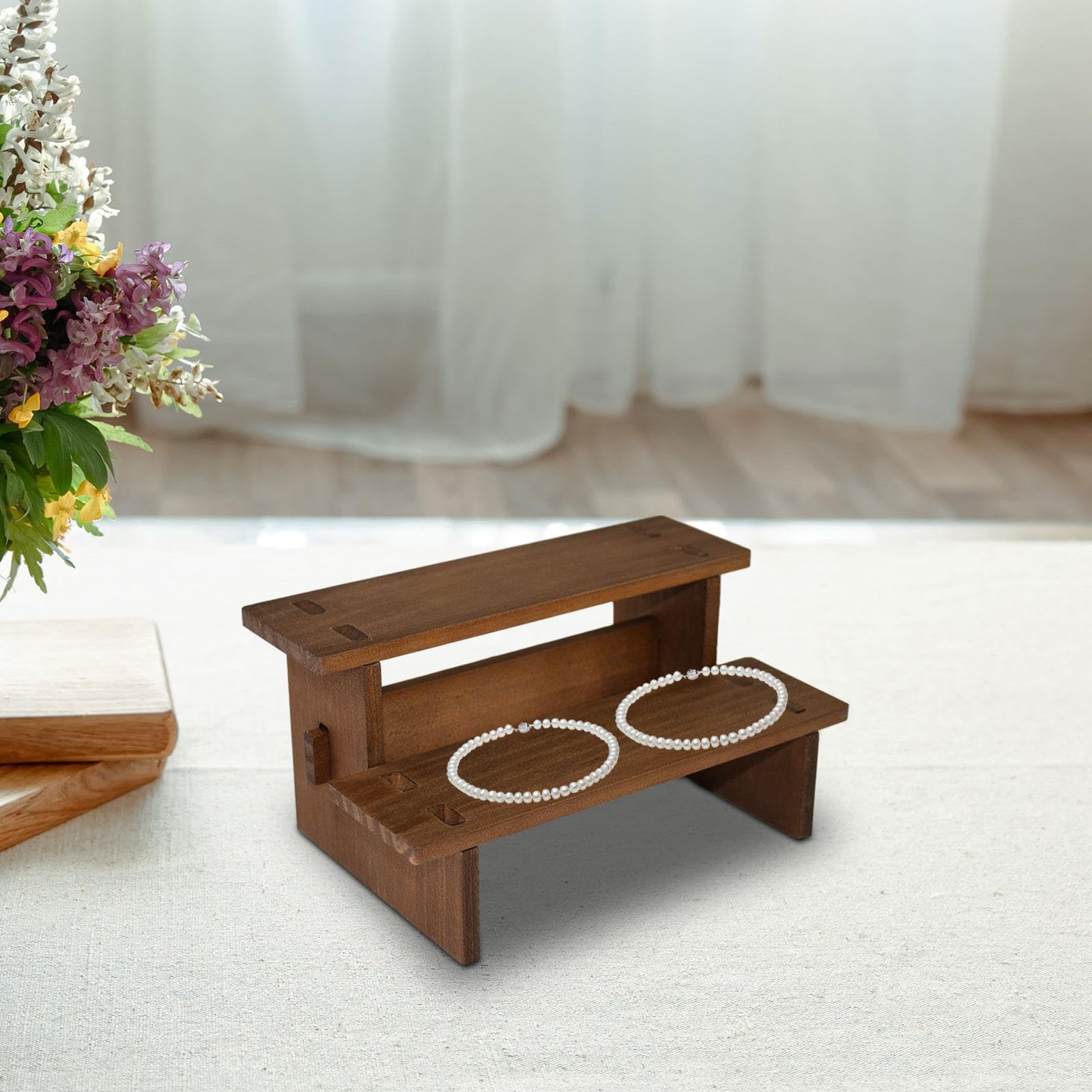 HOMCENES Étagère De Présentation En Bois à 3 Niveaux, étagère à épices, Rehausseur De Présentoir, étagère