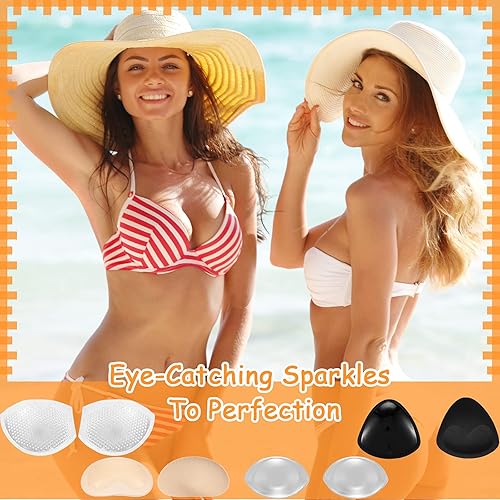 Miniatura 2 de SATINIOR 4 pares de insertos de brasier de silicona para realzar los senos, añaden 2 tazas transpirables, antideslizantes, impermeables,