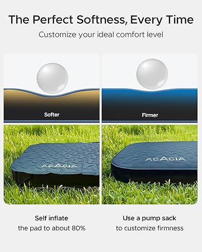 Miniatura 6 de Acacia 4" Thick Self Inflating Sleeping Pad with Foam, Innovative Y-Shaped Telescopic Structure, Ultraportable Camping Air Mattress with Pump Sack,
