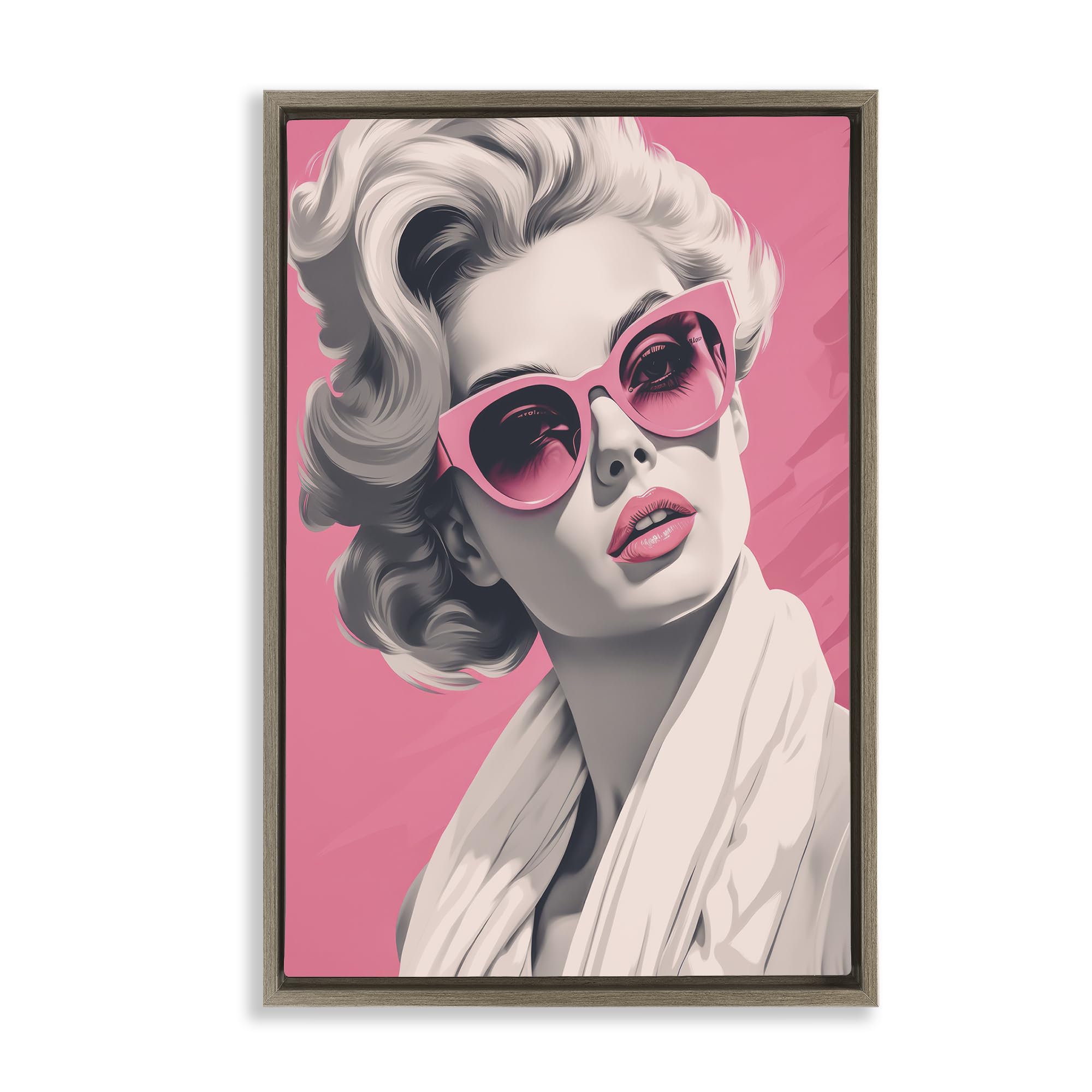 Stupell Industries 'Retro Chic Glamour', Floating Frame Canvas Art, Brown, 17 x 25 Inches, Easy to Hang and Sturdy, Made in USA, by Andrea Haase