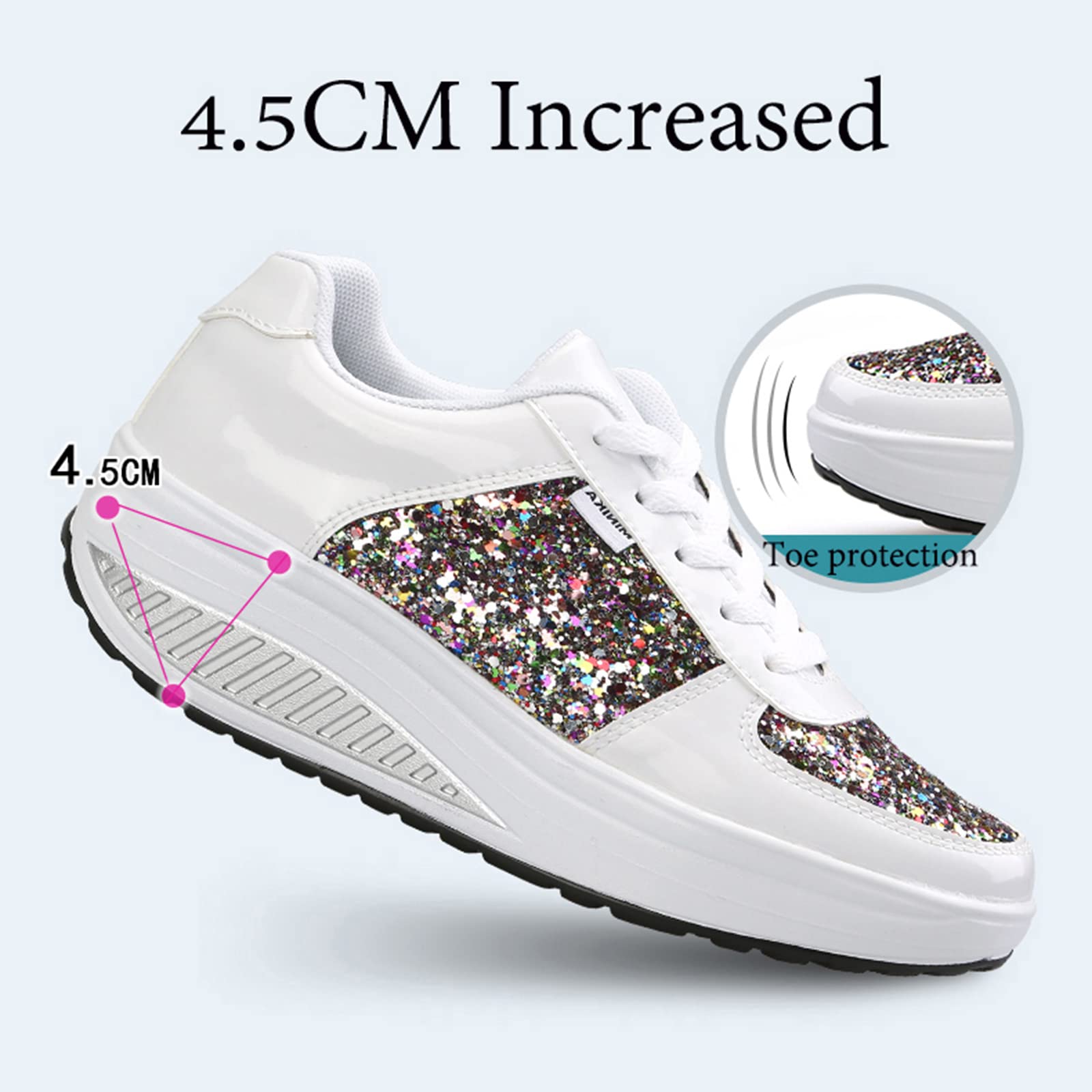 Scarpe casual da donna Bling Fashion Platform Sneakers Paillettes Shake Scarpe da ginnastica da donna