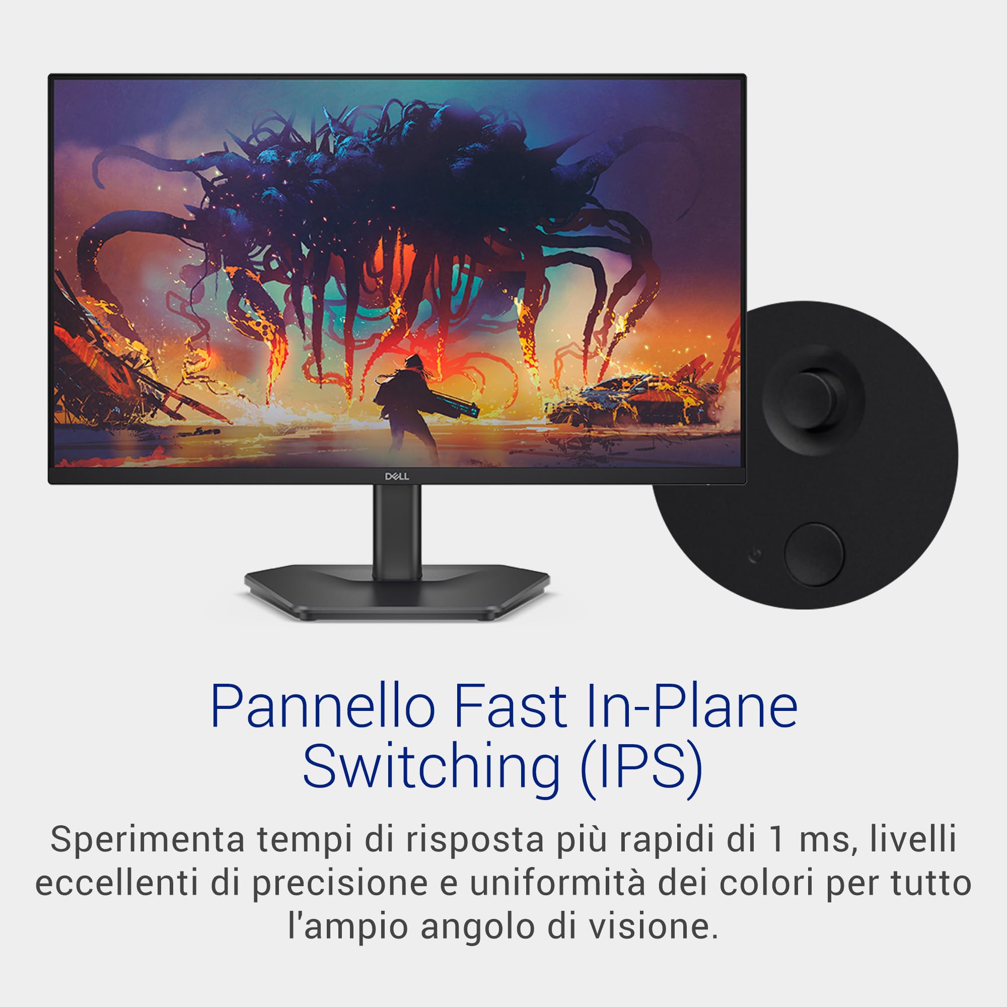Dell 24 Monitor Gaming - SE2425HG, Full HD (1920x1080), 200Hz, Fast IPS, 1ms, AMD FreeSync Premium, 99% sRGB, VESA (100x100mm), DisplayPort, 2 HDMI, 3 Anni di Garanzia, Nero