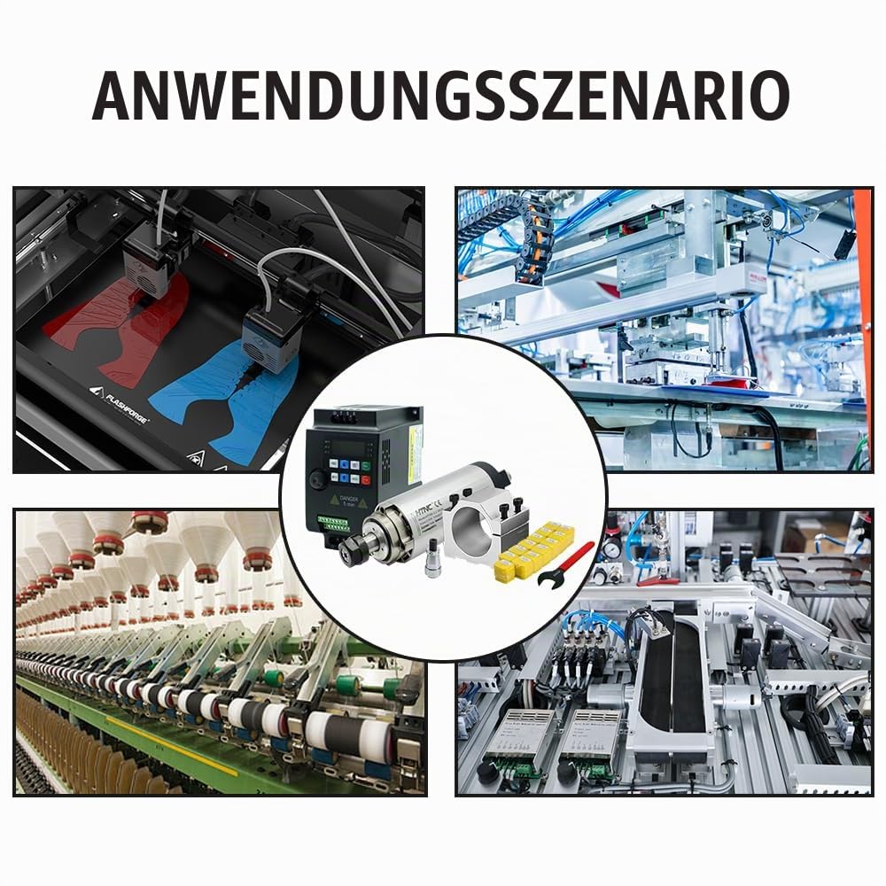 2.2KW Luftgekühlte Spindelmotor Set mit Frequenzumrichter, 80mm Halterung & ER20 Collet Set, 24000RPM CNC Fräsmotor für Holzmetall Gravur