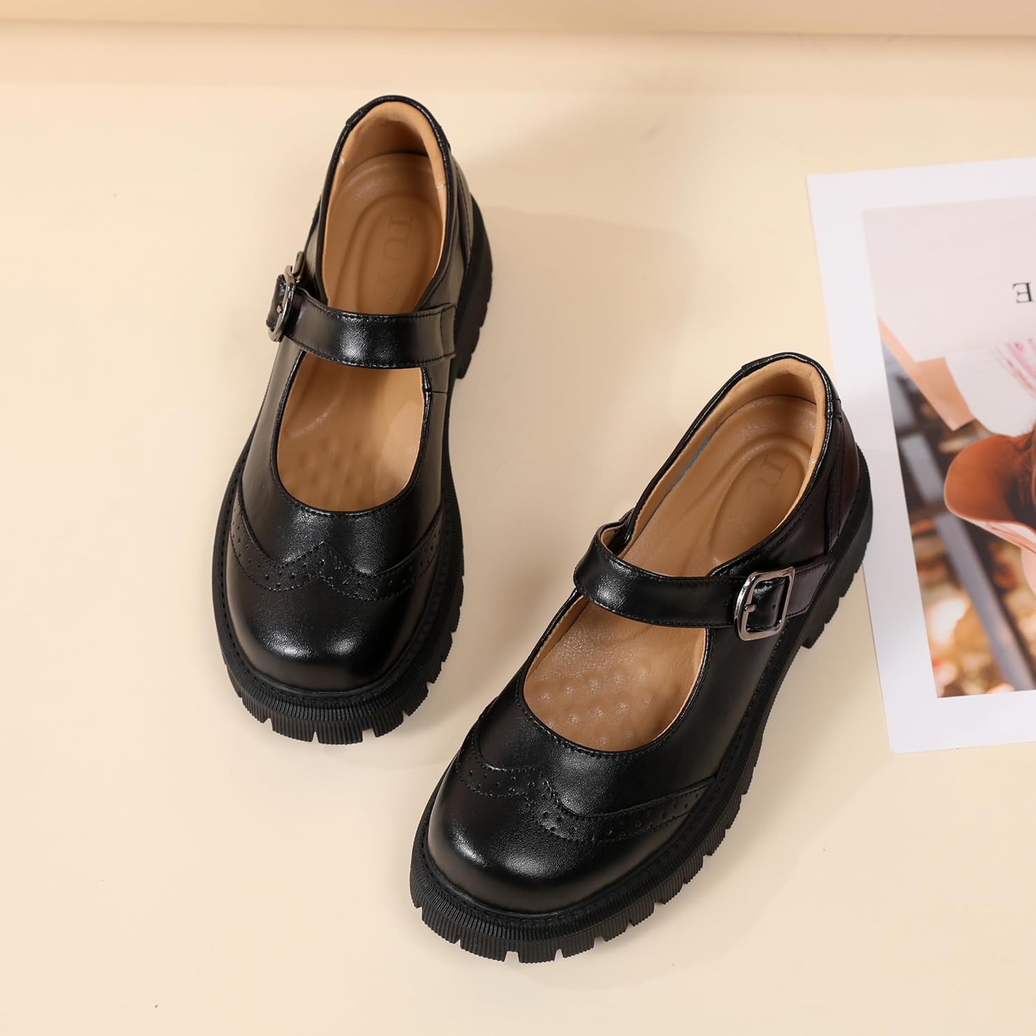 Mary Jane Shoes Women Mary Janes for Women Platform Ladies Non Slip Chunky Maryjane Flats Shoe Casual Dress Comfortable School Shoes - Image 4