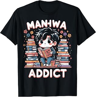 Funny Gift for Manhwa Addict Fan Unisex-Adults Black T-Shirt