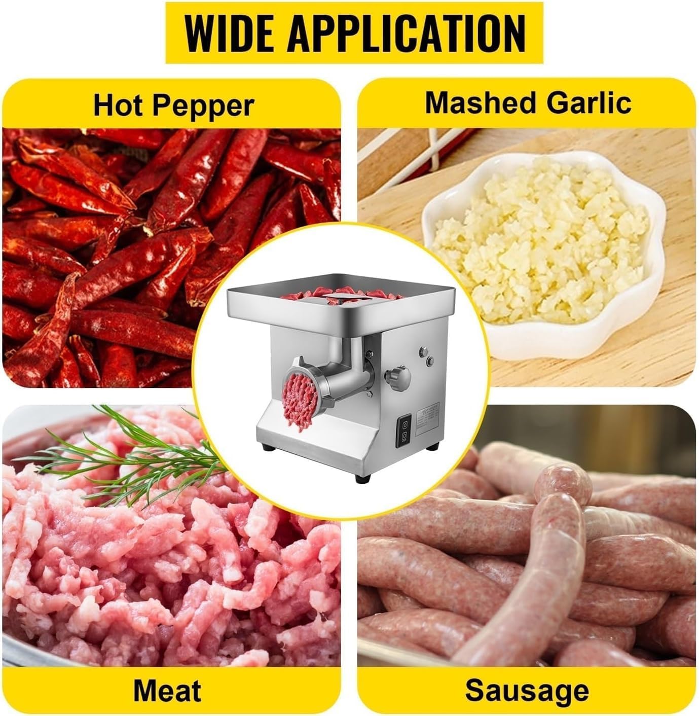 Generico Tritacarne Elettrico, insaccatrice Professionale in Acciaio Inox per Uso intensivo, Robot da Cucina per la casa (1100 kW)