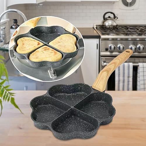 Miniatura 4 de KLKCMS Sartén frita para huevos, mini cacerola para panqueques, utensilios de cocina, parrilla dividida, sartén resistente al calor, sartén