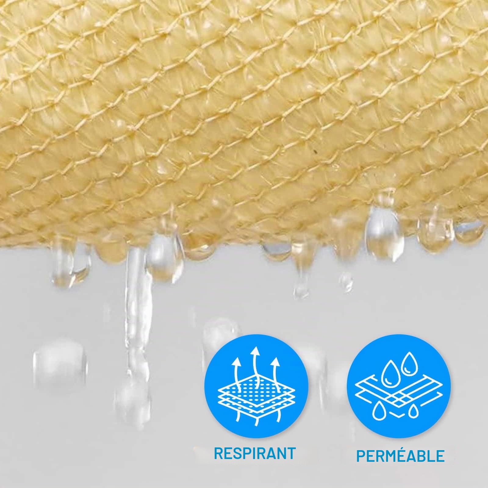Voile d'ombrage 2x6m Rectangulaire Respirant Toile Ombrage HDPE Protection UV 95% pour Patio Jardin Terrasse Extérieur Balcon avec Corde, Beige (Tailles sur Mesure Disponibles)