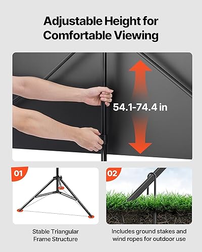 Miniatura 3 de 80 Inch Projector Screen with Stand, Portable Tripod Screen 169 HD Wrinkle-Resistant Matte Surface, Indoor Outdoor Use for Home Theater and