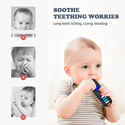 Miniatura 5 de uwsic Juguete de dentición de silicona para bebés, mordedores con forma de control remoto para bebés de 6 a 18 meses, 2 unidades, juguetes para