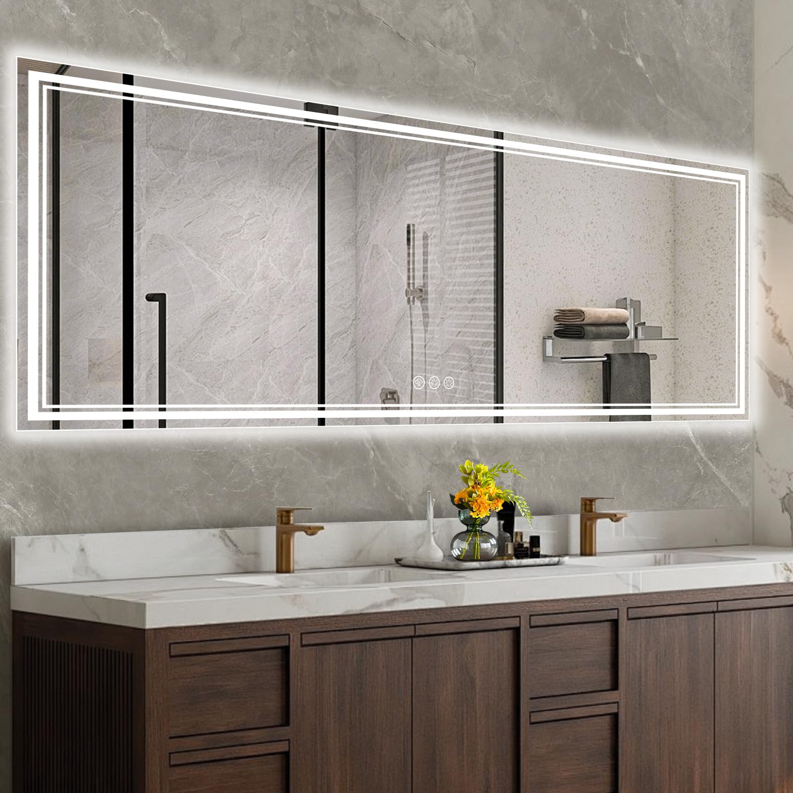 Ratsamee 96x36 Inch Led Mirror for sold for $80 at auction (list price $900)