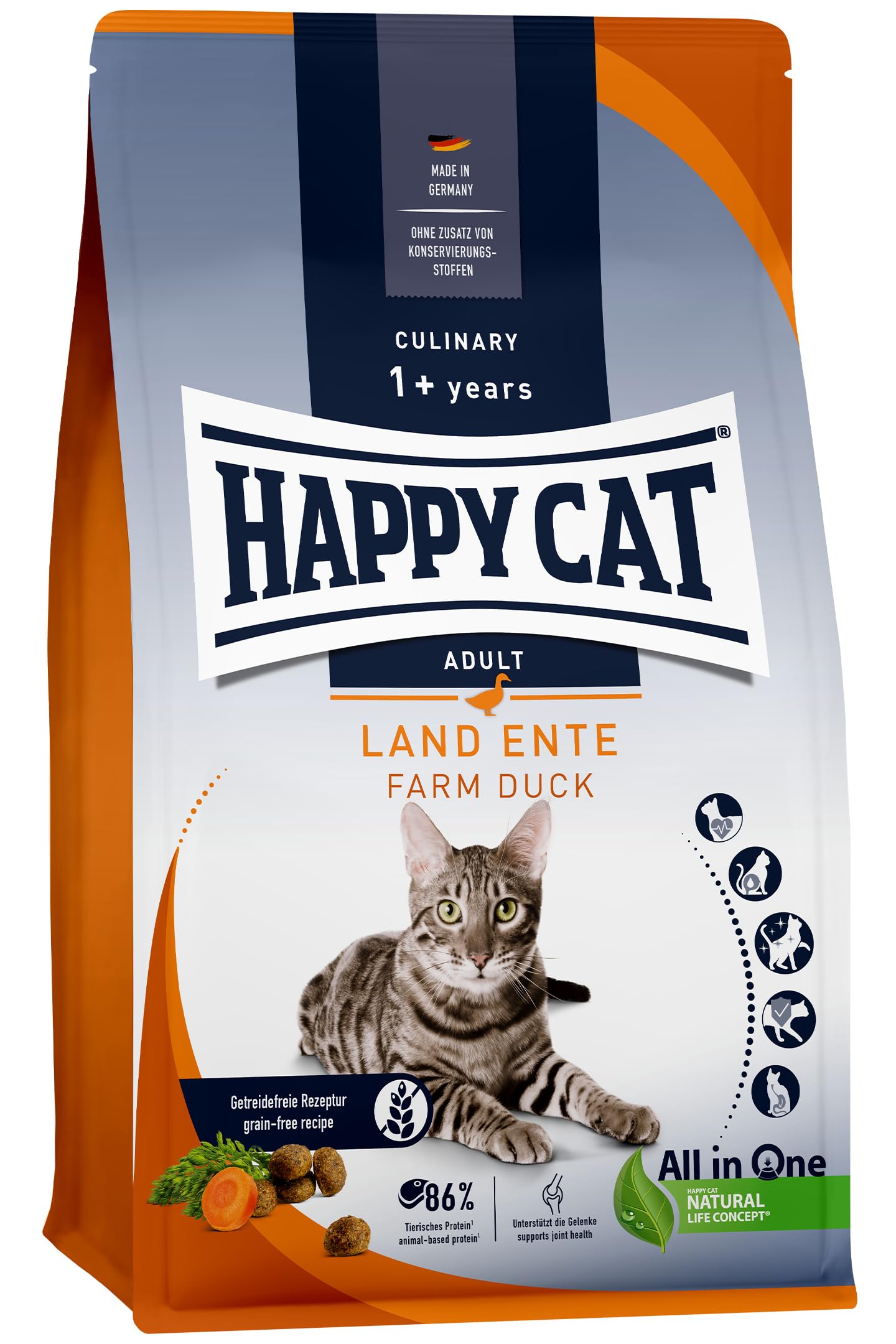Happy Cat Culinary Adult Land Ente – Trockenfutter für ausgewachsene Katzen (300 g)