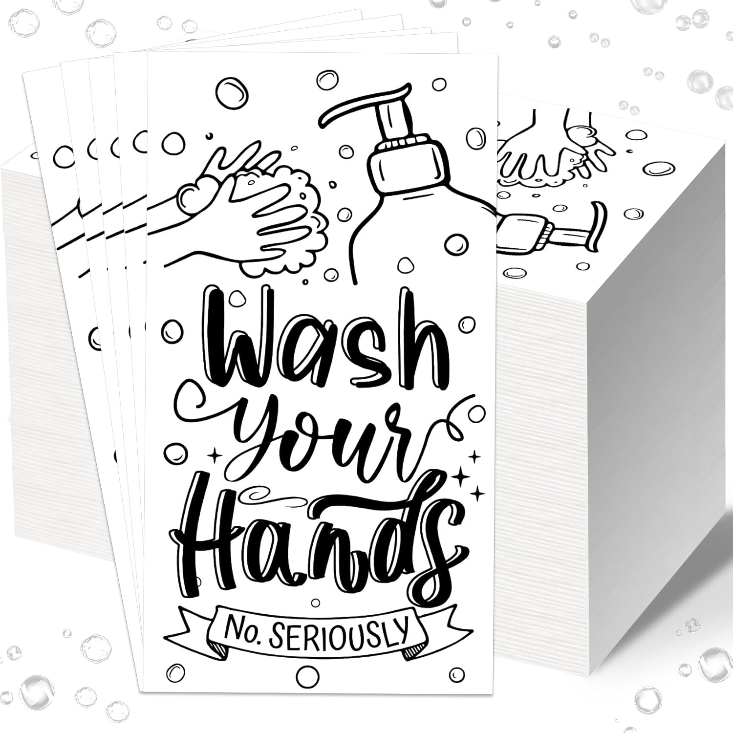 Disposable Hand Towels for Bathroom, 200 PCS Wash Your Hands Paper Napkins Bathroom Etiquette Guest Napkins for Powder Room Wedding Holiday Birthday Baby Bridal Shower Supplies, Black White