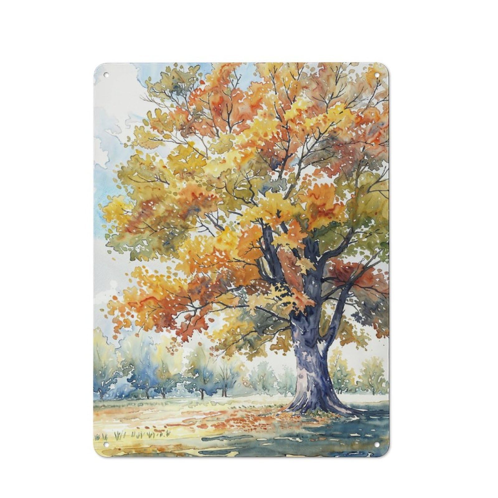 Junmoney Autumn Oak Splendor Vintage Metal Plaque 40X30cm Featuring For Garage Wall, For People Furnishing A Garage