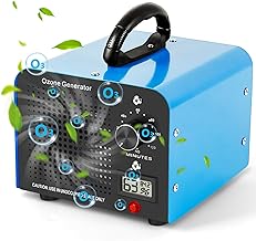 Ozone Generator, 60000 mg/h High Capacity Ozone Machine, Air Purifier with Temperature Humidity Display and 120 Min Timer for 320㎡ Room, Odor Eliminator for Home, Car, Office, Smoke, Pet Odours