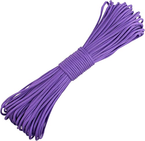 Paracord Cuerda de Paracaídas 550 de 9 Núcleos para Campamento, 100 pies, Morado