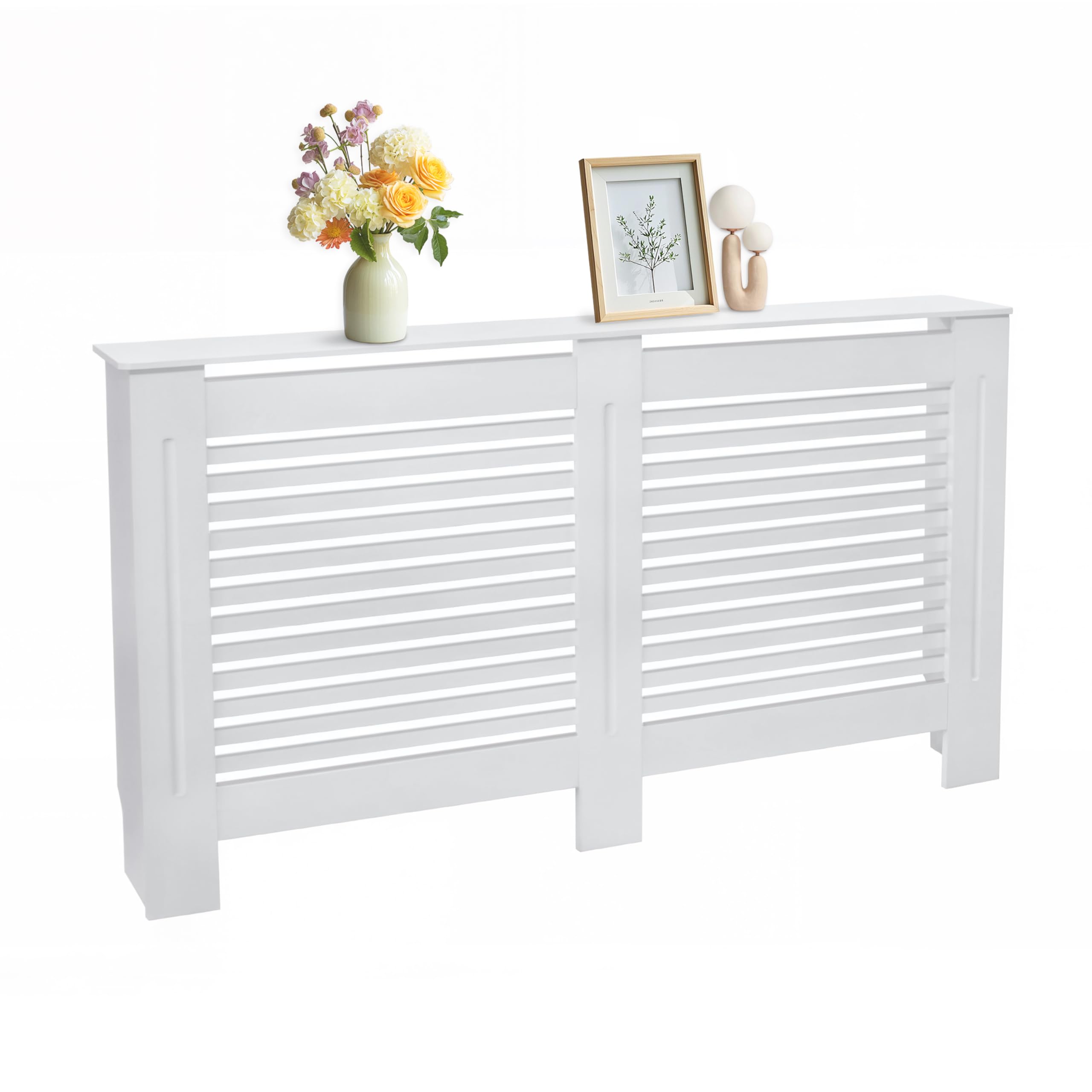 FATIVO Extra Tall Radiator Cover High, 92cm External Height White Extra-large Heater Covers Inner 90cm Horizontal Slats MDF Tall Shelf Thicken for Office,Foyer, Hallway — image 1