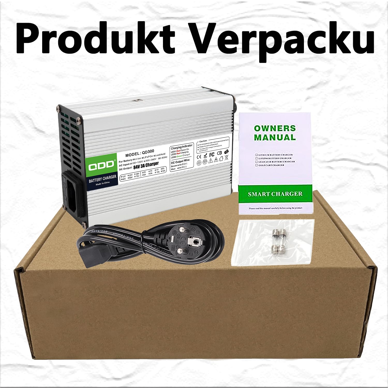 QDD 84V 3A Chargeur, 72V Li-ion Batterie Intelligent Chargeur pour 20S 72V Li-ion Batterie avec Ventilateur Boîtier en Aluminium Argenté (Prise XLR 3 Broches)