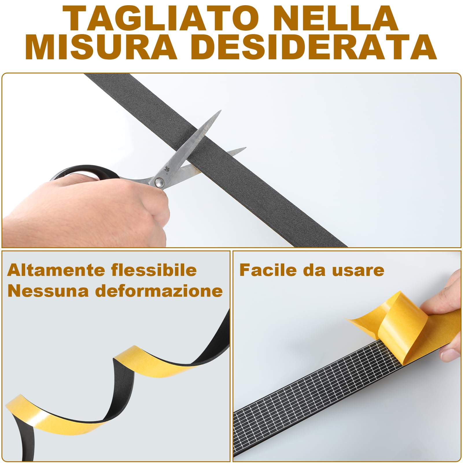 Nastro Autoadesivo in Schiuma, 20x 3mm Schiuma Nastro Paraspifferi Porta, Resistente alle intemperie, fonoassorbente, elimina spifferi da Porte e finestre, Totale 10m