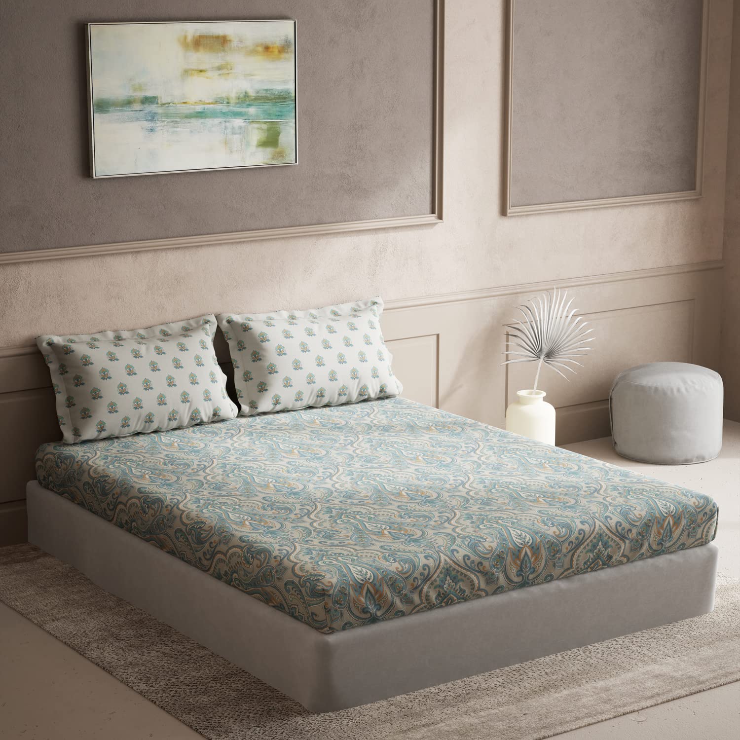 DDECOR - Royal Paisley Ethnic 150TC Double Bed Sheet Set with Two Pillow Covers - Blue (B0B2JRX4NQ) Amazon Price History, Amazon Price Tracker