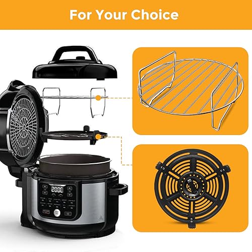 Miniatura 6 de Cesta para freidora de aire para Ninja Foodi FD302 FD401 OS101 OS301 FD305CO OS401, repuesto de 9.2 x 9.2 pulgadas, accesorios para freidora de aire