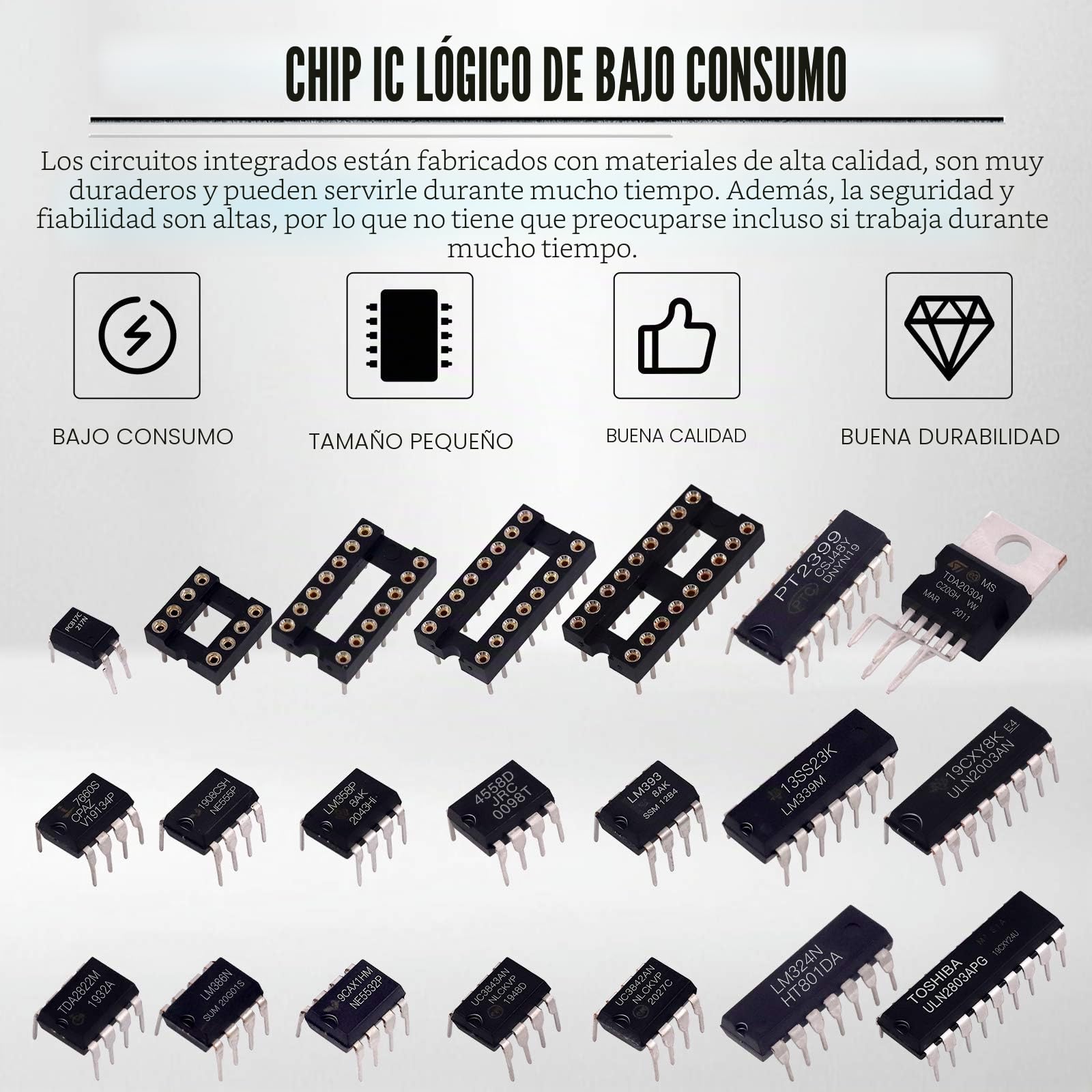 Glarks 169 piezas IC Chip surtido opamp, oscilador, pwm, PC817, NE555, LM358, LM324, JRC4558, LM393, LM339, NE5532, LM386, TDA2030, TDA2822, PT2399, UC3842, UC3842, UC30. 843, UL. N2003, ULN2803.