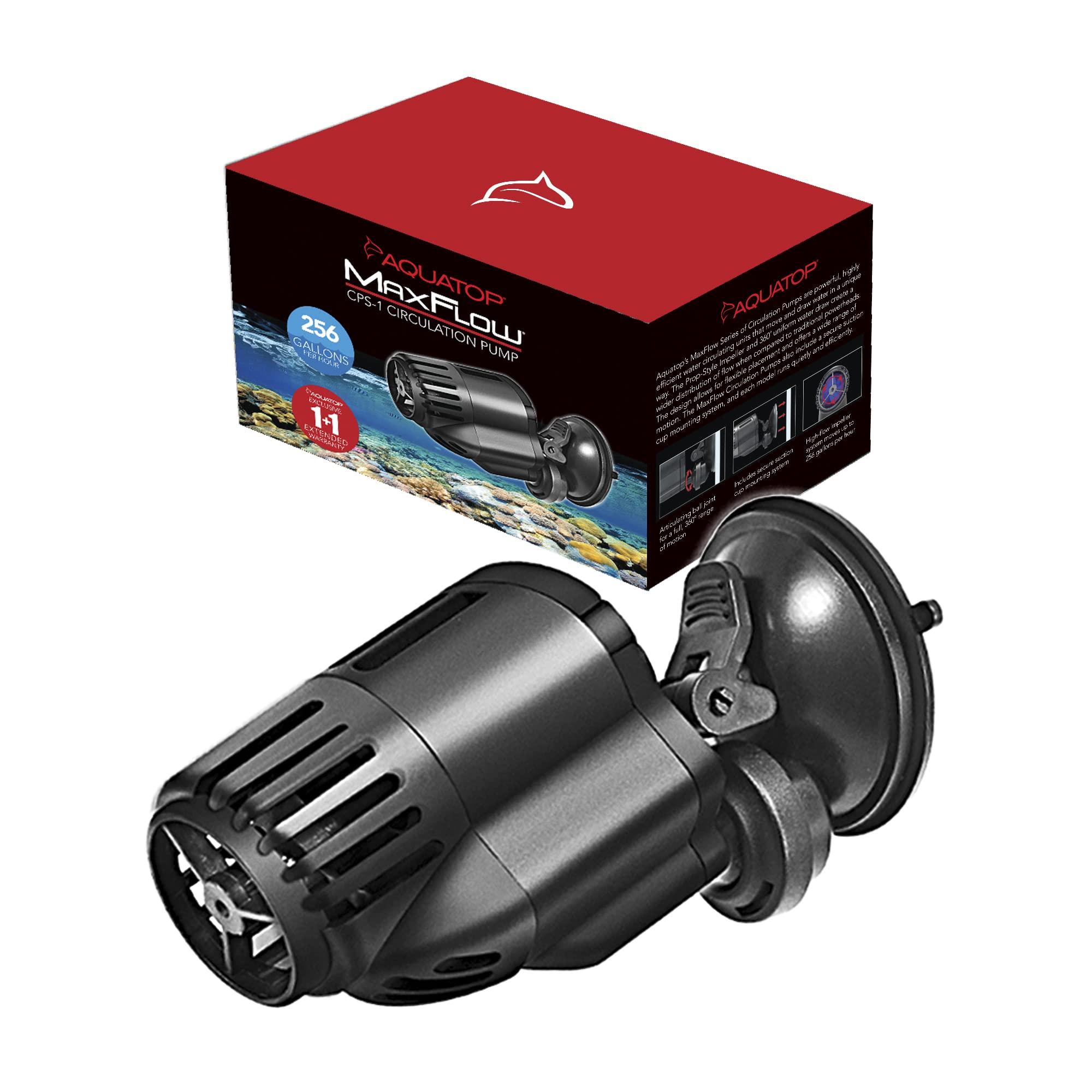 Aquatop MaxFlow Aquarium Circulation Pump 256GPH for Fish Tanks 20 to 40 gallons, CPS-1
