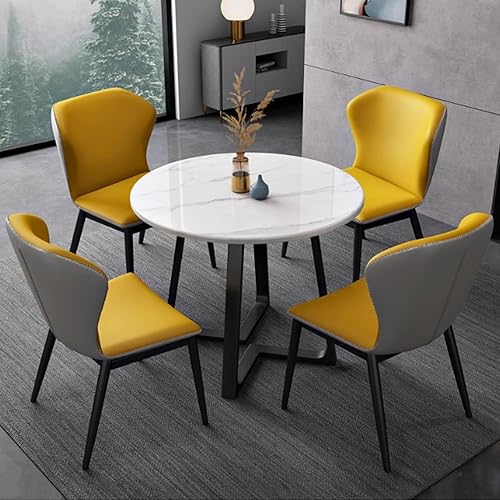 Miniatura 12 de YVYKFZD 5 Piece Kitchen Dining Table Set, Office Reception Room Club Table and Chair Set, Small Round Conference Table, Simple Coffee Table