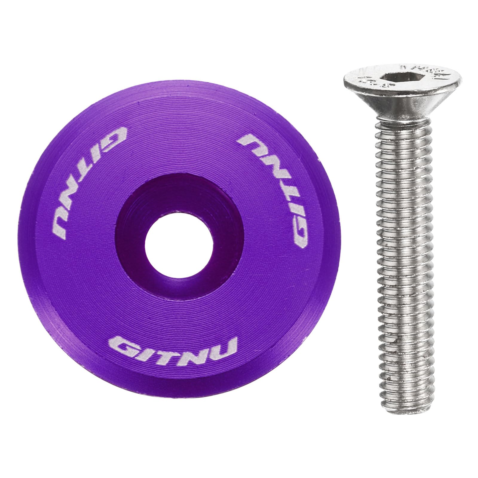 sourcing map 1 1/4" OD Bike Headset Stem Top Cap Aluminum Alloy Cycling Headset Cover Stem with M6 Bolt for MTB Road Mountain Bicycle, Purple