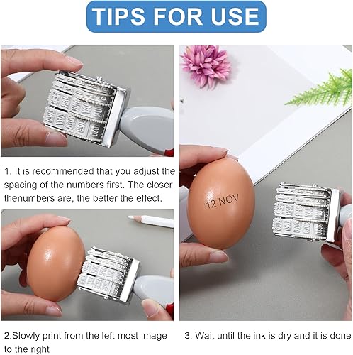 Miniatura 4 de Sellos de fecha de huevo, Sello de línea de fechador, sello giratorio de oficina, sellos de números cambiables, marca de fechador de silicona con