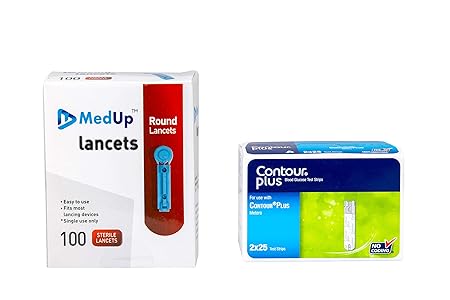MedUp 100 Round Lancets with 50 Contour strips (No Glucometer)