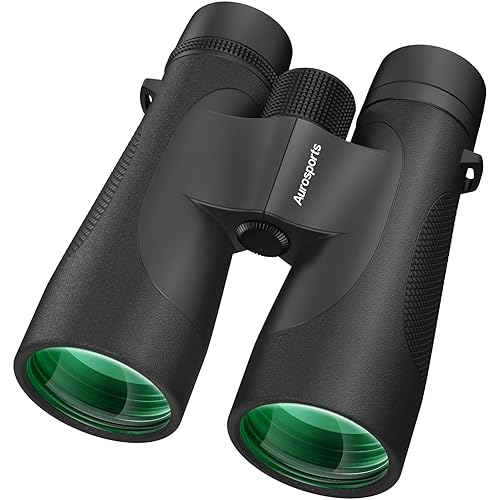 Aurosports 15x52 Waterproof Binoculars for Adults - Large View High Powered Binoculars with IPX7 Nitrogen-Filled - Low Light Vision Binocular for Bird Watching Hunting Cruise Hiking Sports Black