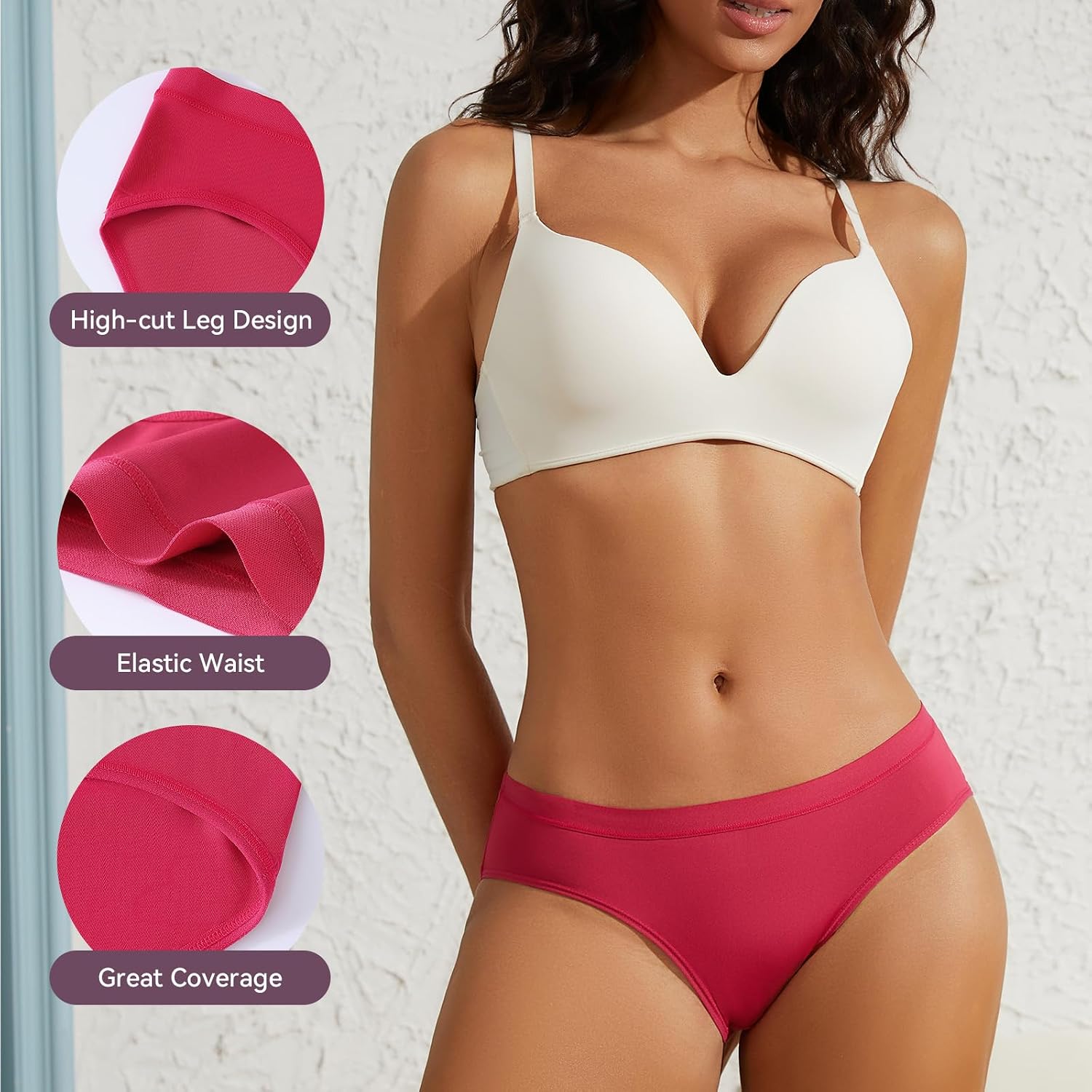 Womens Underwear No Show Bikini,Breathable Low Waisted Moisture-Wicking Brief Hipster,Seamless Panties 8Packs