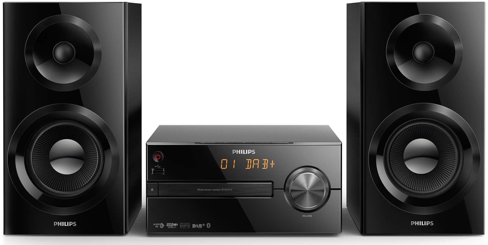 Philips micro music system BTB2570/12 DAB+ music system (Bluetooth, DAB+, USB direct, FM tuner, 70 W) Black