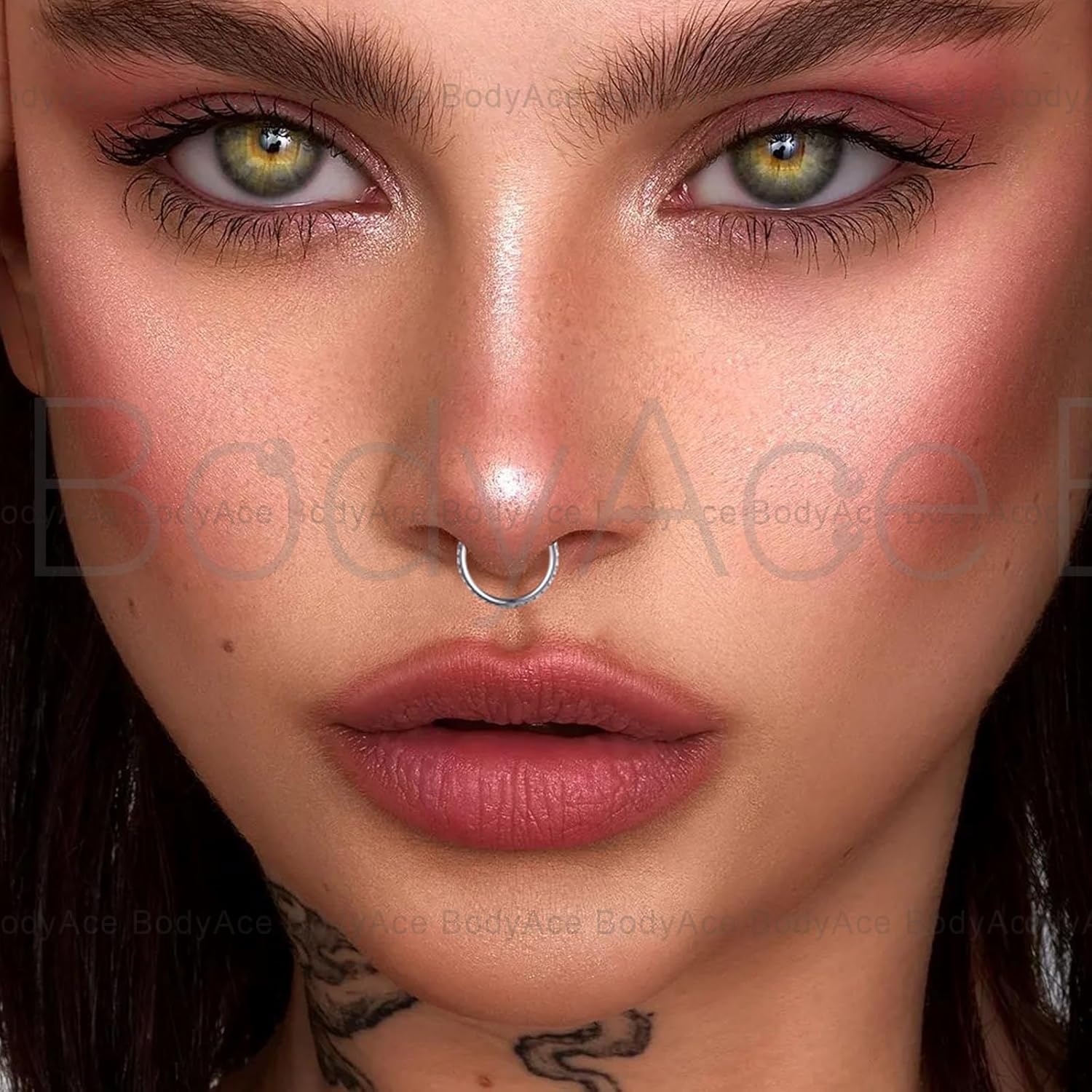 BodyAce F136 Titanium Septum Rings D Shaped Nose Ring Hoops 16G Cartilage Earrings Higned Segment Clicker for Rook Daith Conch Helix Tragus Piercing Jewelry - Image 6